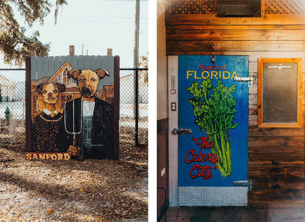 Sanford fence mural and Celery City indoor door mural